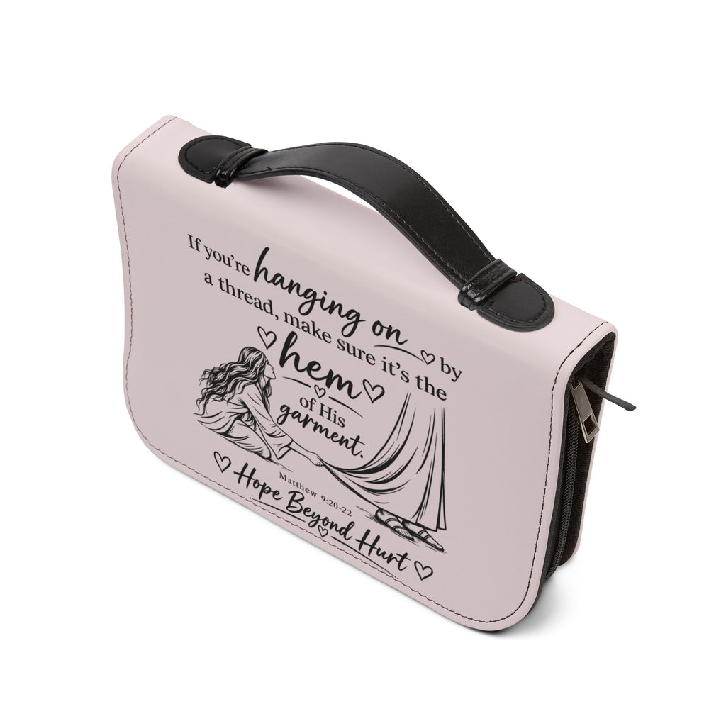 Bible Cover - Inspirational "If You're Hanging On By A Thread" Pink Scripture Zipper Case