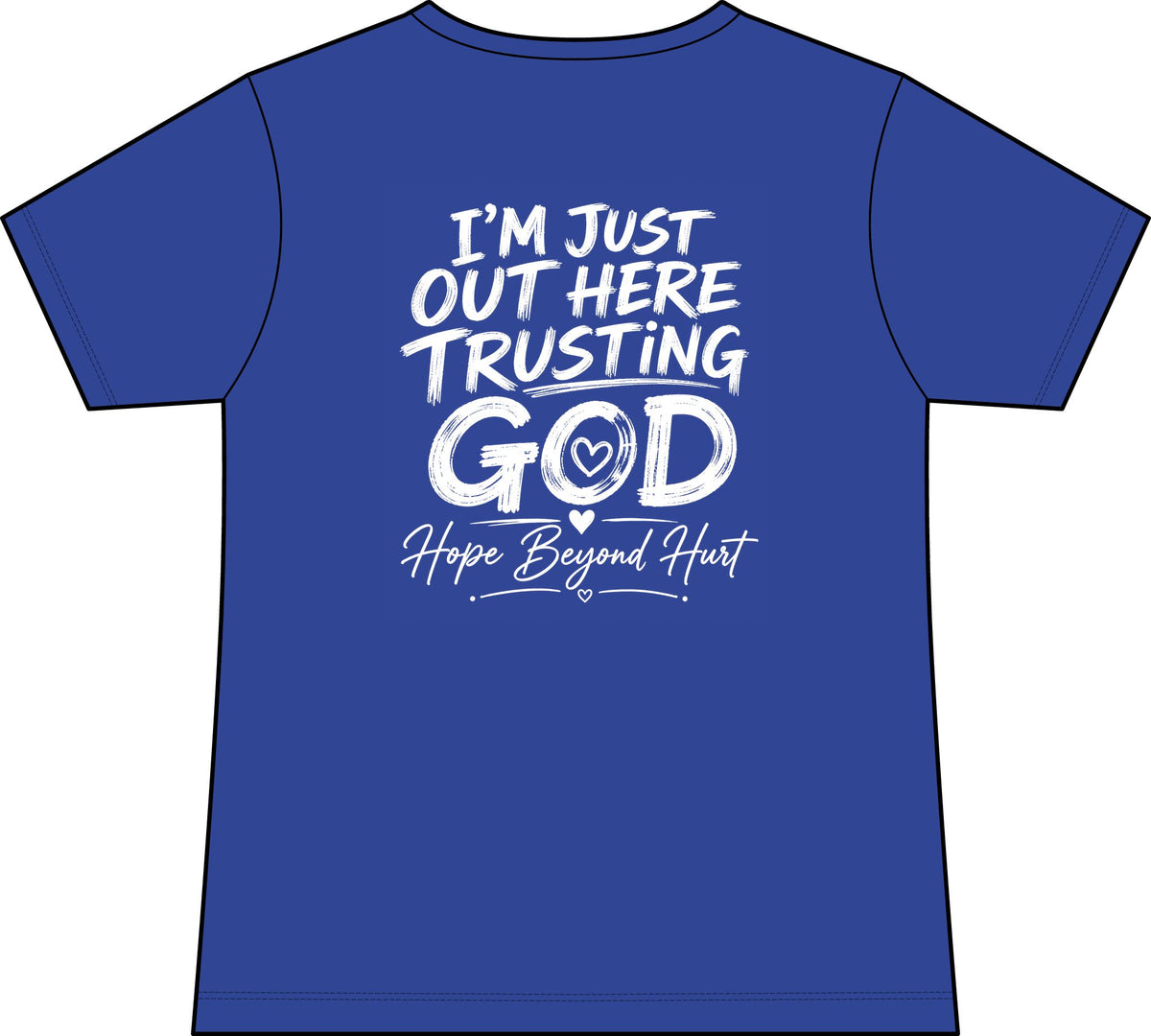 Women's V-Neck Tee - "I'm Just Out Here Trusting God" Christian Faith Graphic