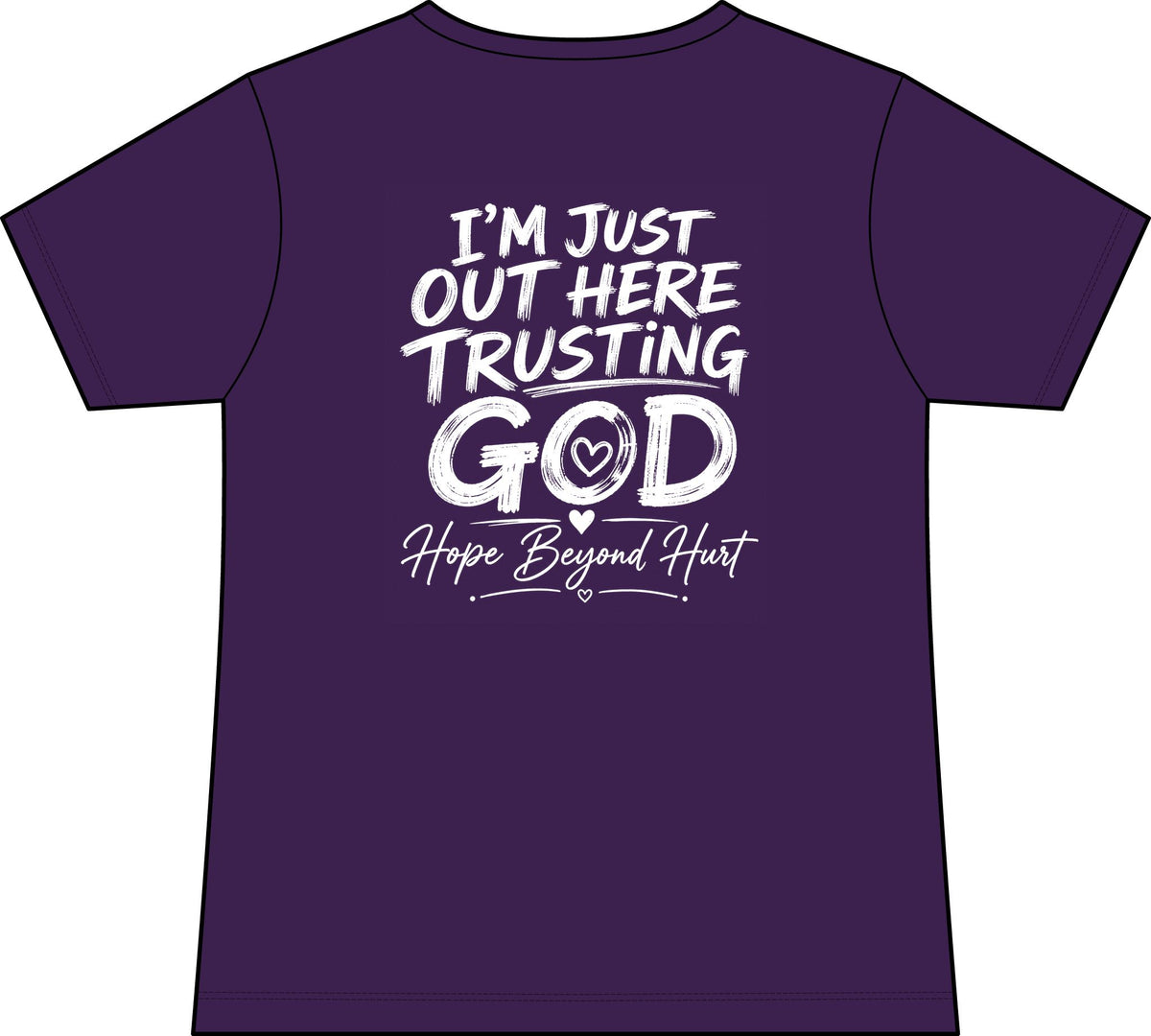 Women's V-Neck Tee - "I'm Just Out Here Trusting God" Christian Faith Graphic