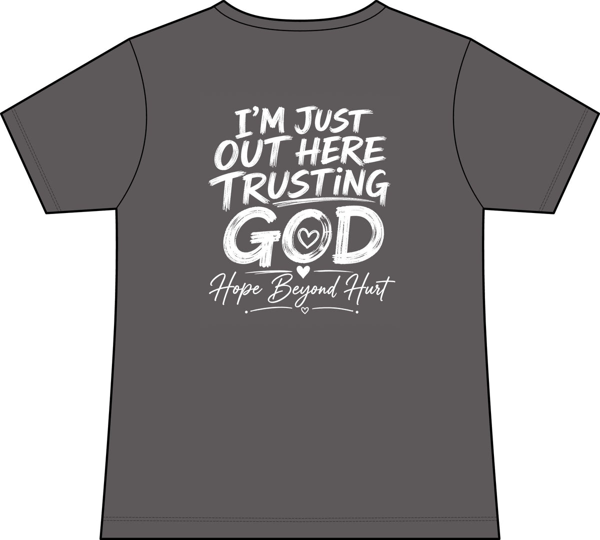 Women's V-Neck Tee - "I'm Just Out Here Trusting God" Christian Faith Graphic