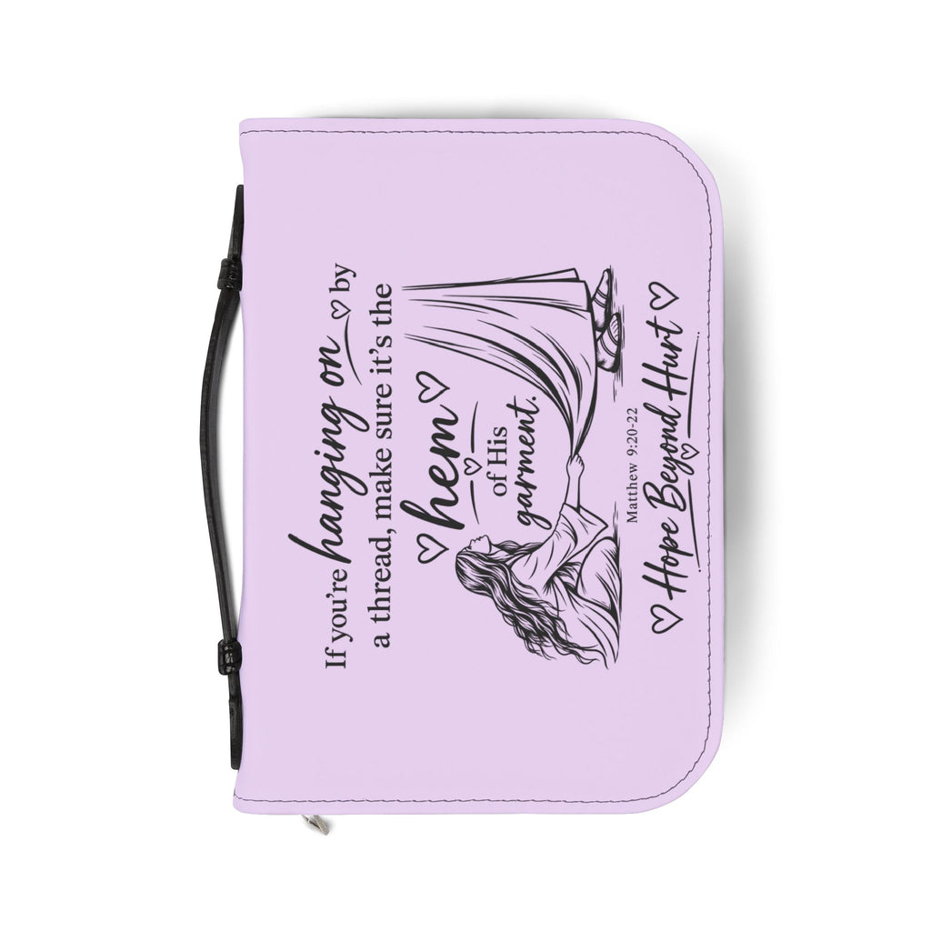 Lilac Bible Cover - Inspirational "If You're Hanging On By A Thread" Scripture Zipper Case