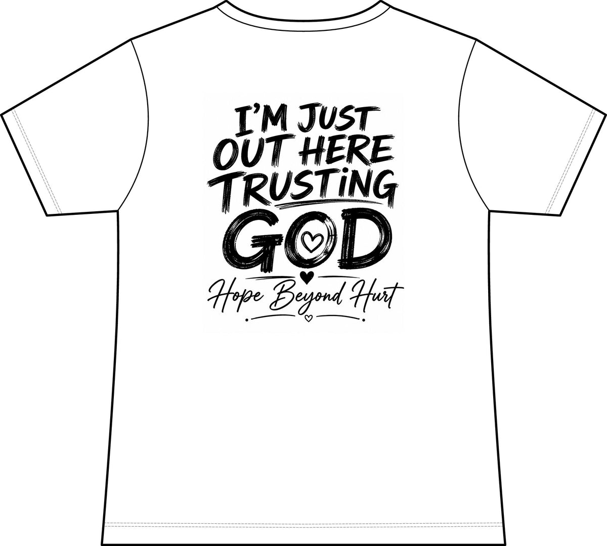 Women's V-Neck Tee - "I'm Just Out Here Trusting God" Christian Faith Graphic