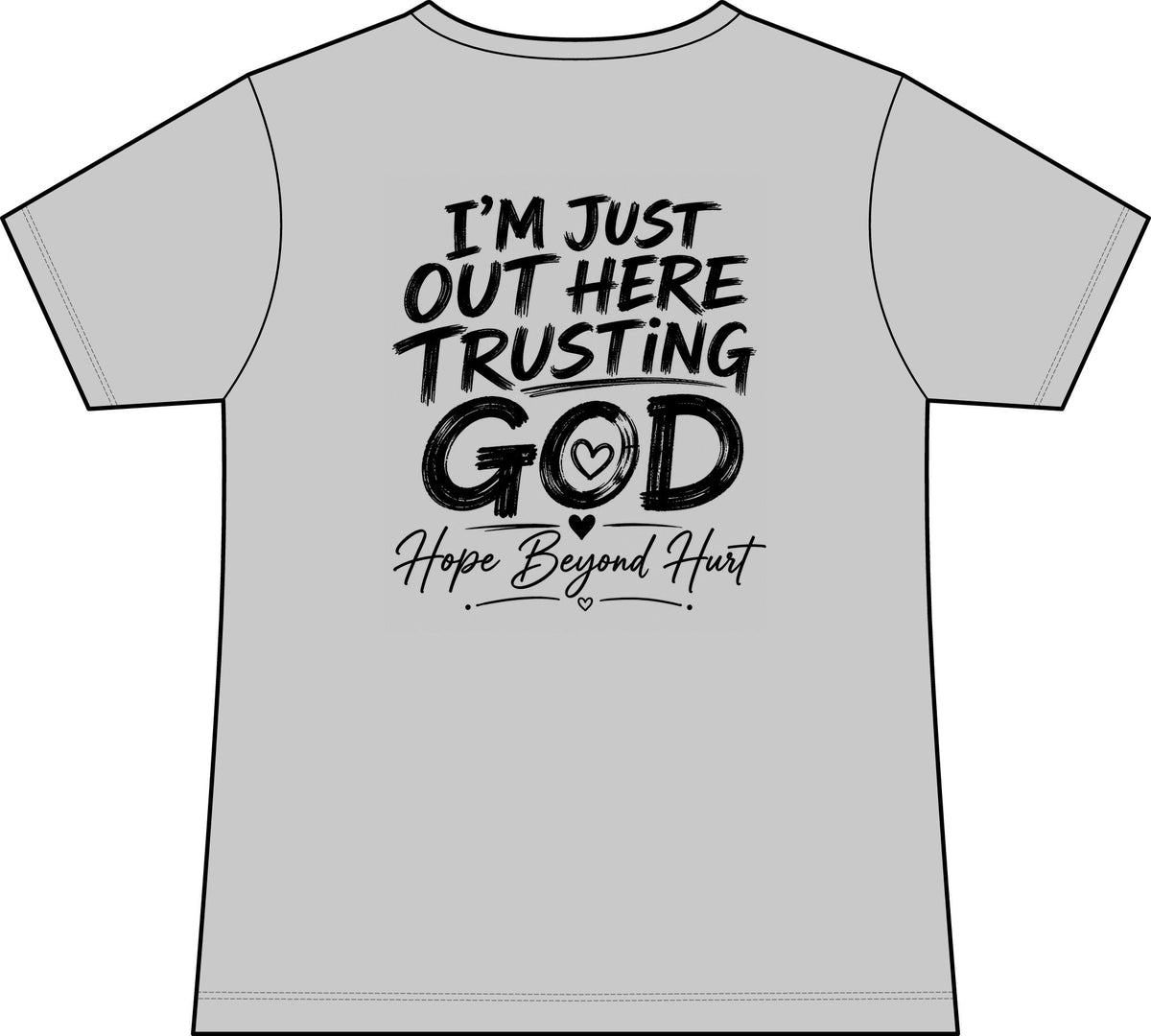 Women's V-Neck Tee - "I'm Just Out Here Trusting God" Christian Faith Graphic